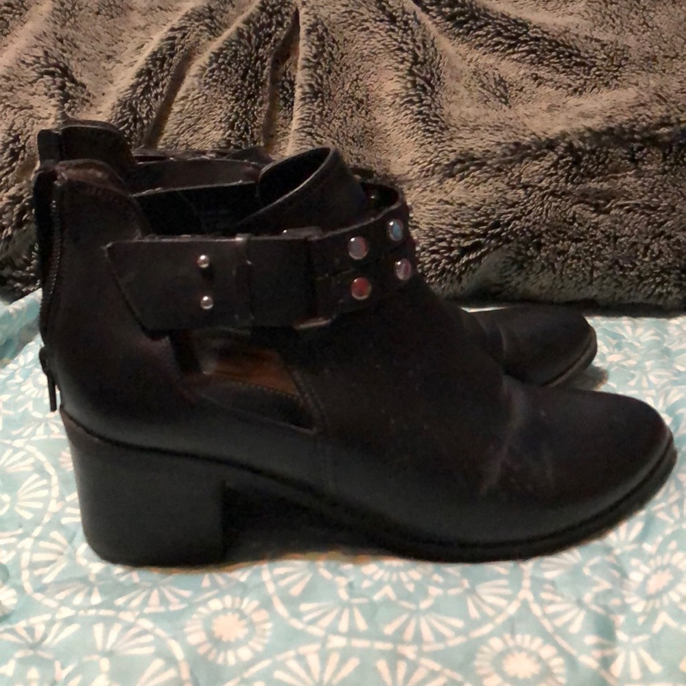 Black Leather booties with Studded belt